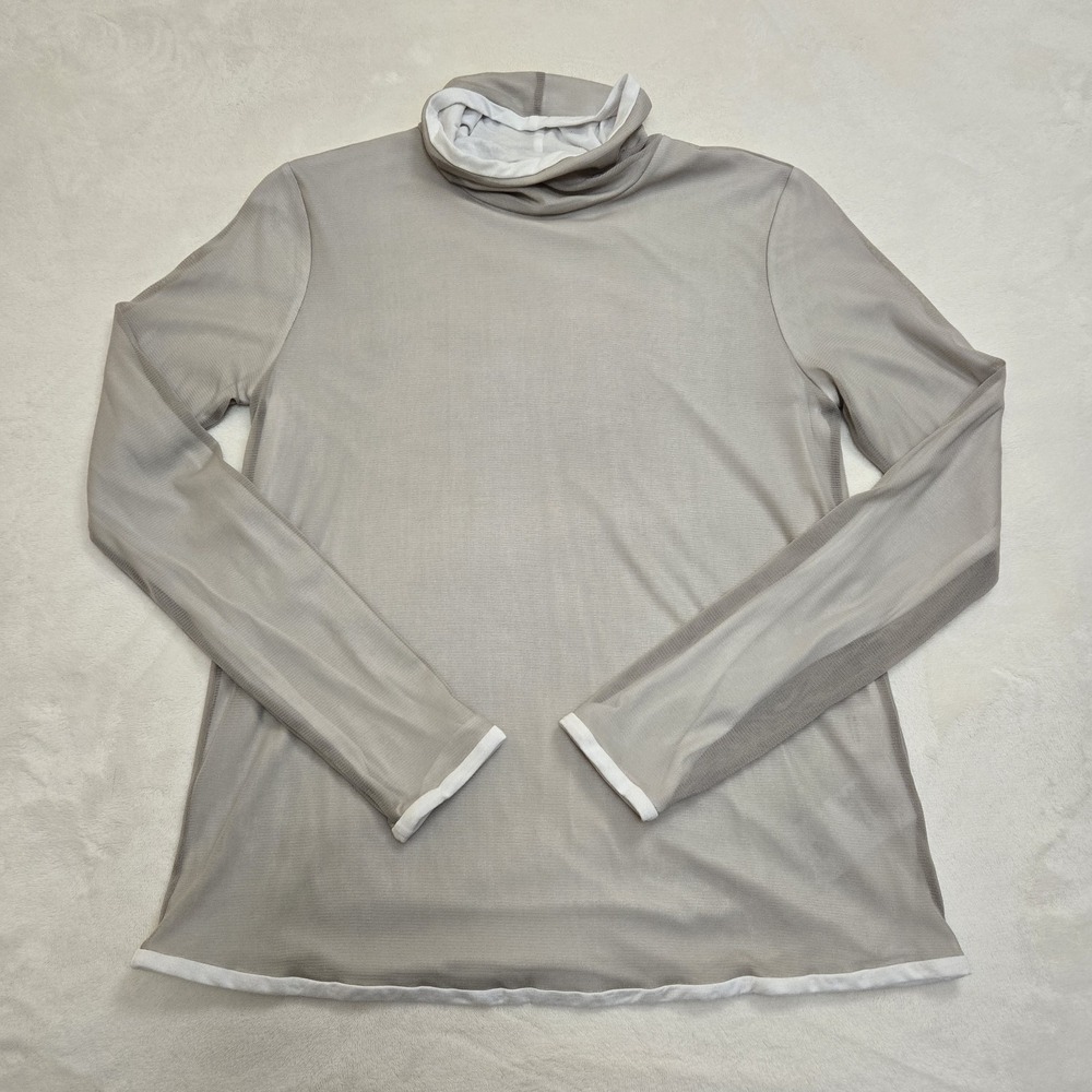 S Max Mara Turtleneck Long Sleeve Double Layer Mesh Beige Classic Casual Medium - Picture 3 of 14